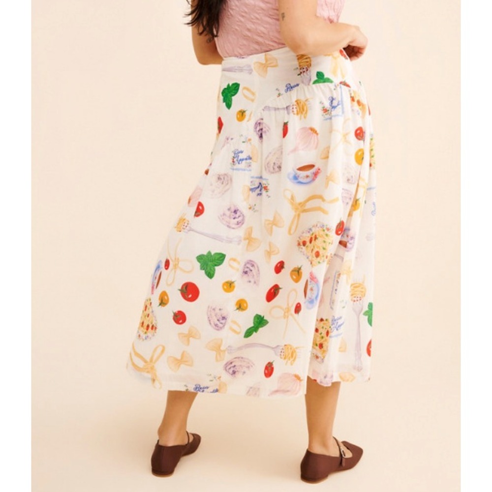 Lisa Says Gah Maeve Buon Appetito Midi Skirt, Ivory,XL (New) - Picture 6 of 14